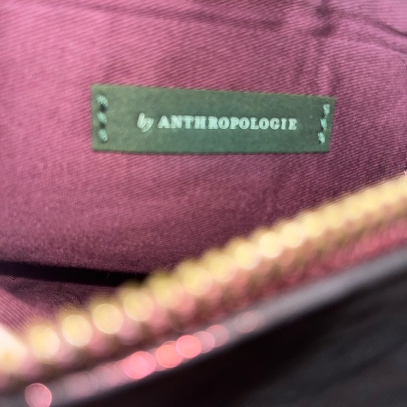 Anthropologie Women’s Leather Jackson Metallic Leather Wristlet, Maroon - Picture 8 of 15